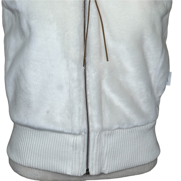 Old Navy Women’s Ivory Reversible Faux Fur Lined Sweatshirt Hooded Vest S NWT - Picture 9 of 16